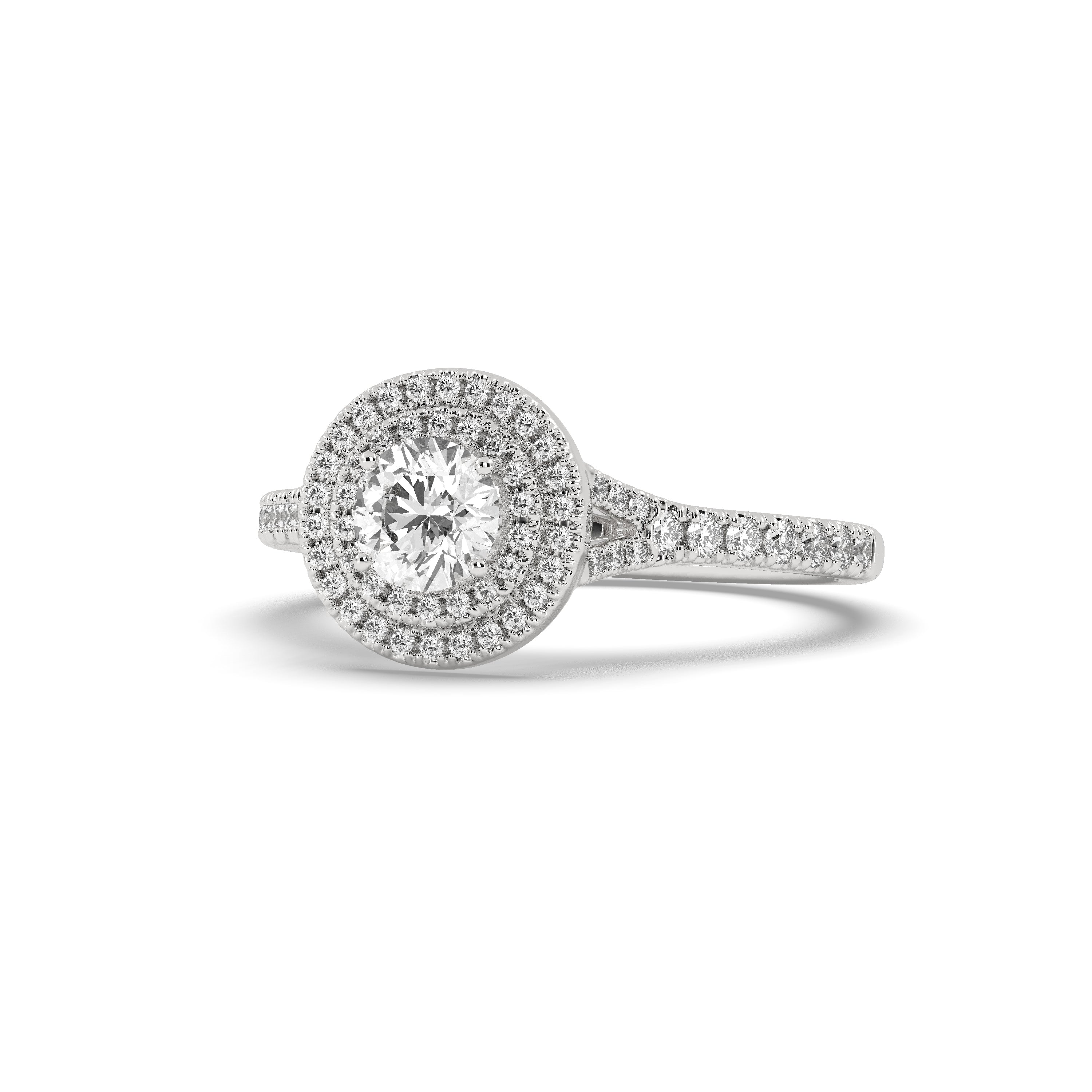White Gold Studded 1.142 Carat Lab Grown Diamond Ring-E Color VVS2 Clarity.